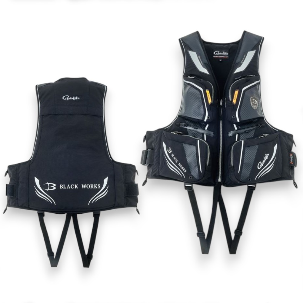 中壢紅海釣具【gamakatsu】GM-2193 釣魚救生衣 BLACK WORKS 救生背心-規格圖6