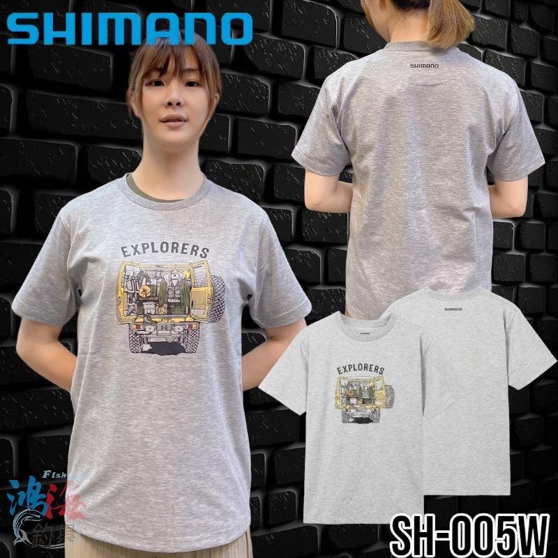 中壢鴻海釣具《SHIMANO》SH-005W 吸水快速抗UV 灰色棉質短袖T 恤 23年款-細節圖3