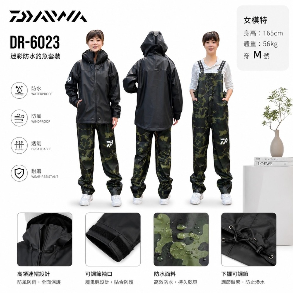 紅海釣具企業社【DAIWA】DR-6023 船釣雨衣套裝 23年款 海咖雨衣 防水釣魚雨衣-規格圖11