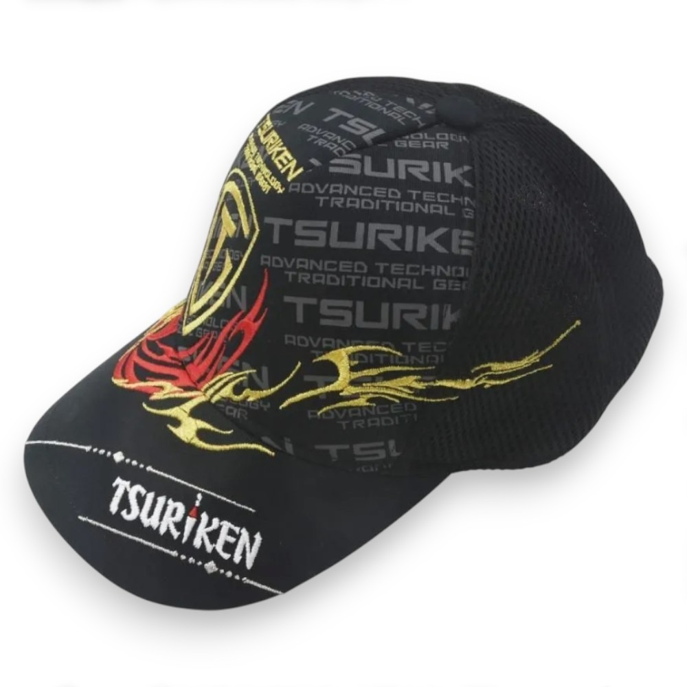 中壢紅海釣具【TSURIKEN】釣研 THC251黑色釣魚半網帽-細節圖2