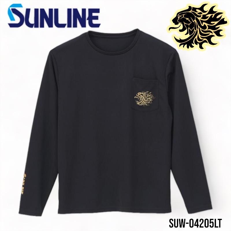 中壢鴻海釣具《SUNLINE》 SUW-04205LT 黑色獅子圖案速乾長袖防蚊上衣-細節圖2