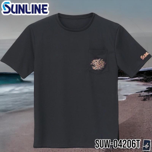 中壢鴻海釣具《SUNLINE》22 SUW-04206T 黑色獅子短袖T恤