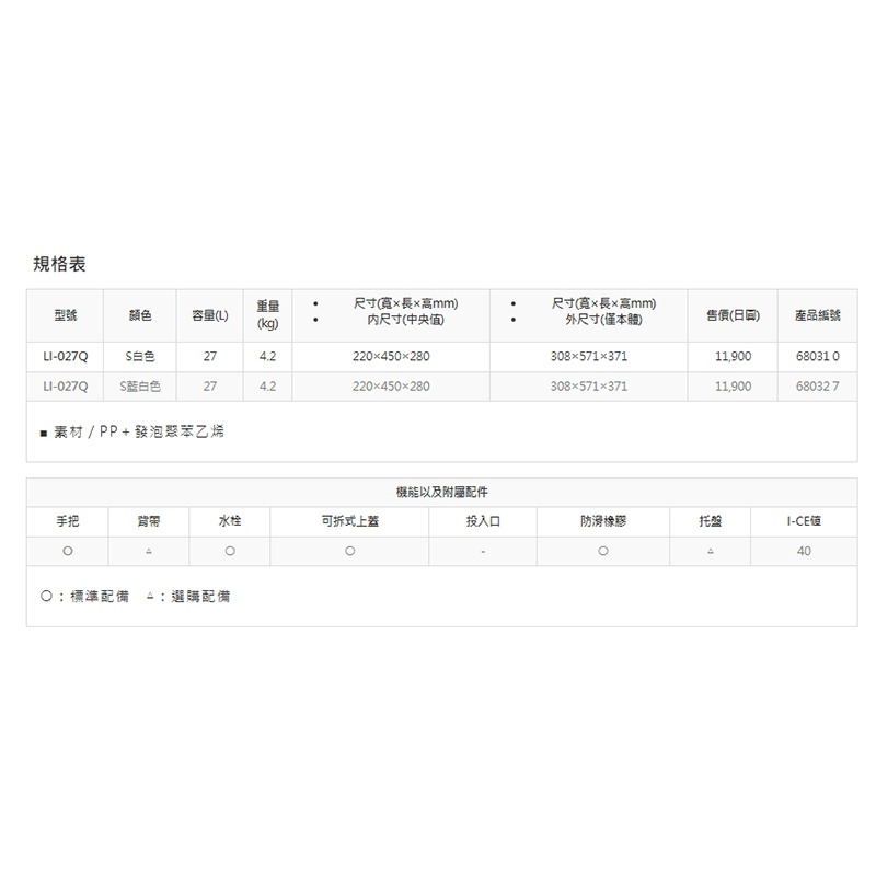 紅海釣具企業社【SHIMANO】LI-027Q 白色/藍白色 雙開冰箱 釣魚冰箱 露營-細節圖10