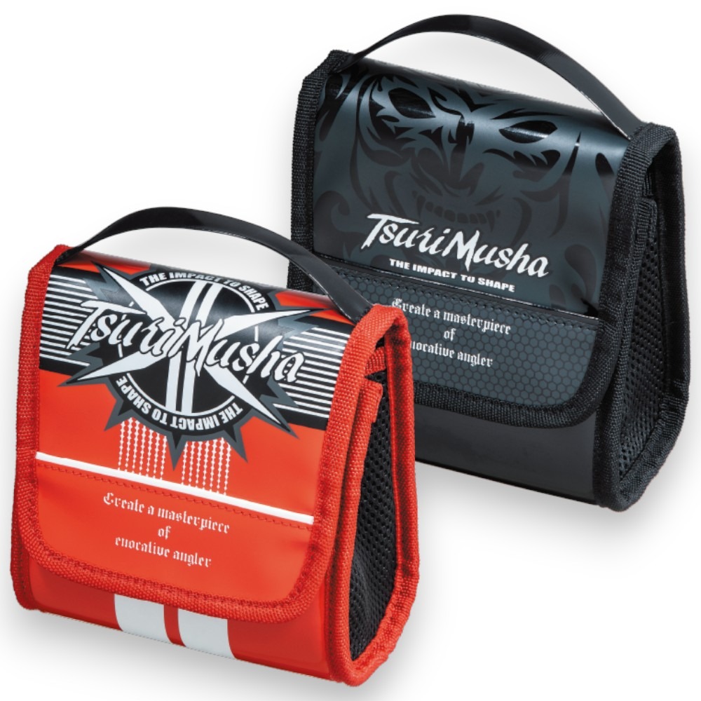 中壢紅海釣具【TSuriMusha】リールポーチ 黑色/紅色捲線器保護套-細節圖2