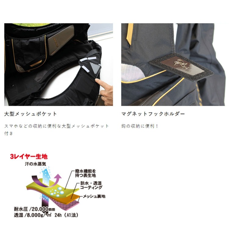 中壢鴻海釣具【ONIGAKE】YT320G 黑色釣魚救生背心-救生衣-細節圖8