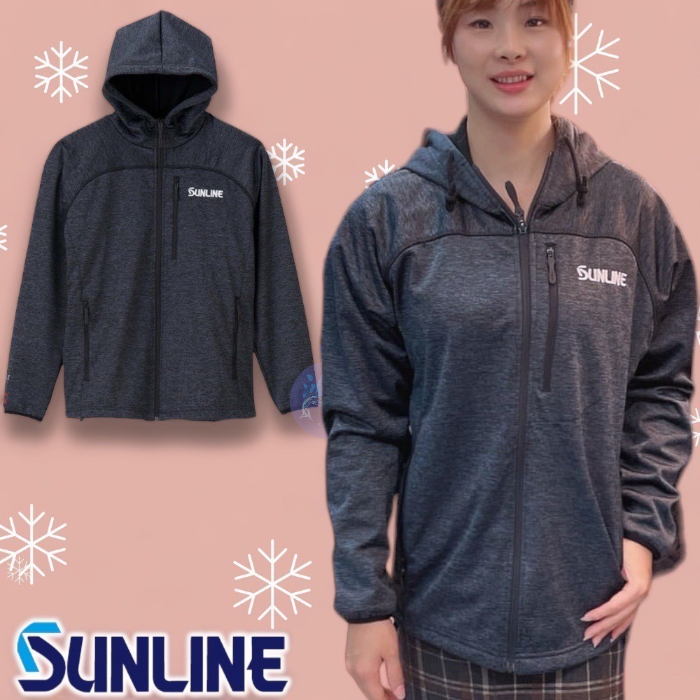 中壢鴻海釣具《SUNLINE》SUW-06127 暗灰色絨毛拉鍊帽T外套-細節圖2