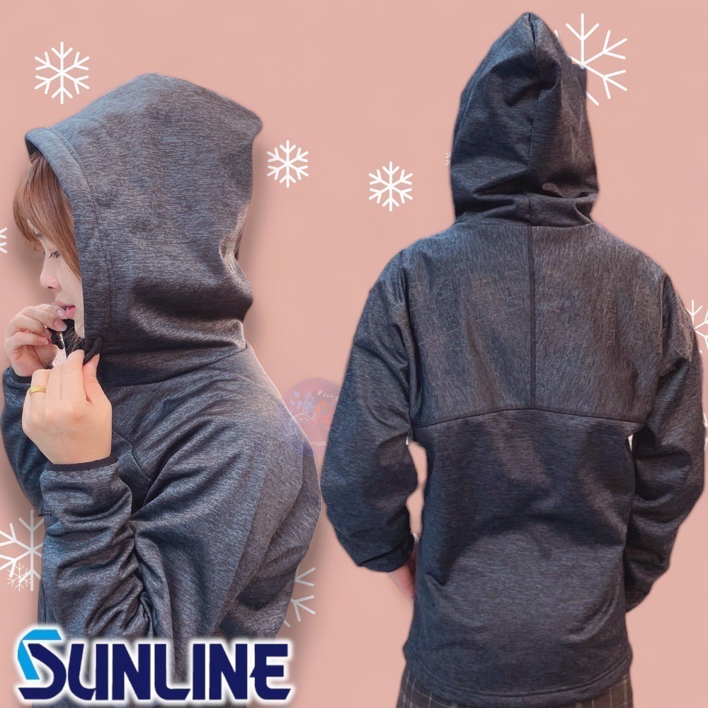 中壢鴻海釣具《SUNLINE》SUW-06127 暗灰色絨毛拉鍊帽T外套-細節圖3