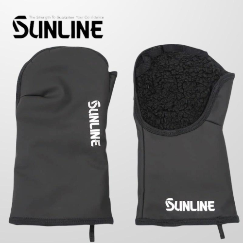 中壢鴻海釣具《SUNLINE》SUG-602 黑色露指保暖手套