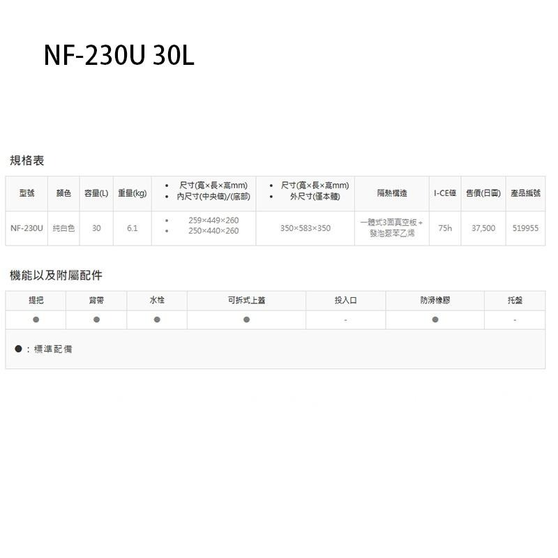 中壢鴻海釣具《SHIMANO》NF-030U 30L 六面真空 NF-230U 30L 三面真空 白色冰箱-細節圖6