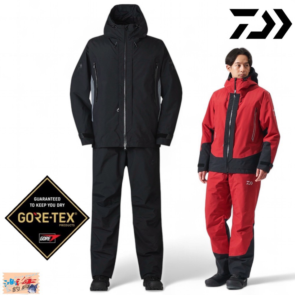 中壢鴻海釣具【DAIWA】DW-1824 GORE-TEX 黑色釣魚套裝 (24秋磯款) 雨衣-細節圖2