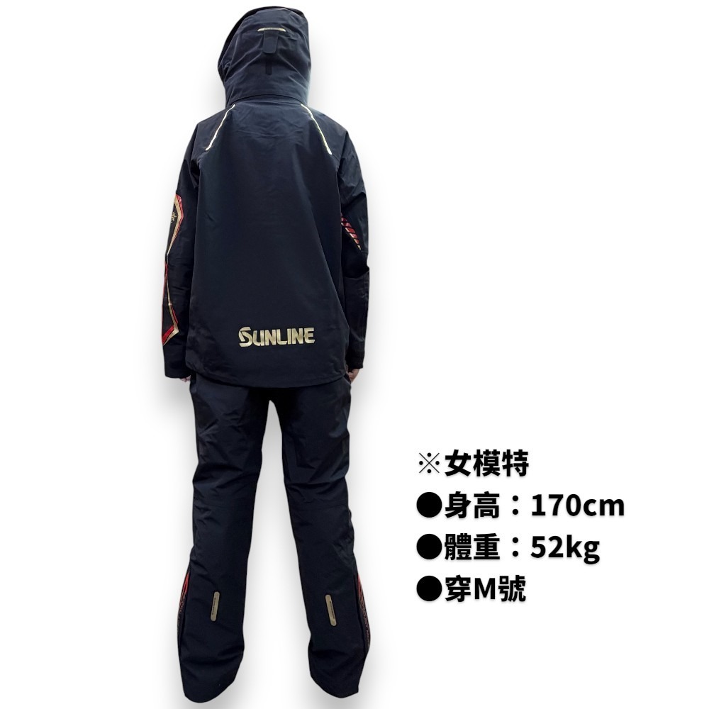 中壢紅海釣具【SUNLINE】SUW-25901黑色防水釣魚套裝 (25年秋冬款) SUL-240 黑金色救生衣-細節圖3