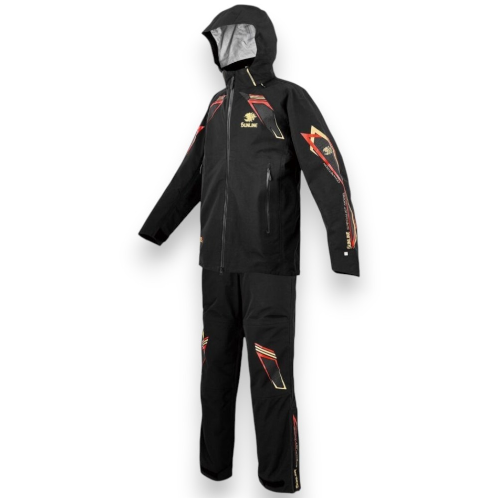 中壢紅海釣具【SUNLINE】SUW-25901黑色防水釣魚套裝 (25年秋冬款) SUL-240 黑金色救生衣-細節圖4