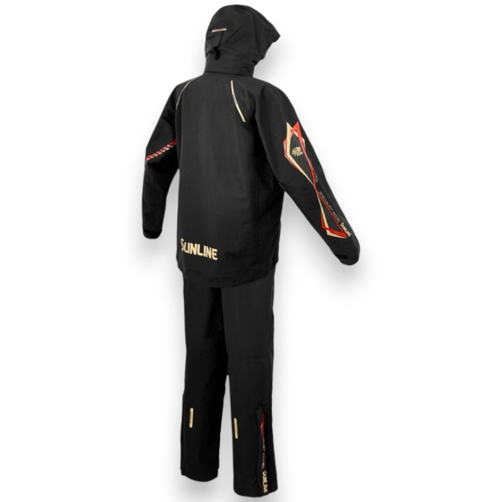 中壢紅海釣具【SUNLINE】SUW-25901黑色防水釣魚套裝 (25年秋冬款) SUL-240 黑金色救生衣-細節圖5