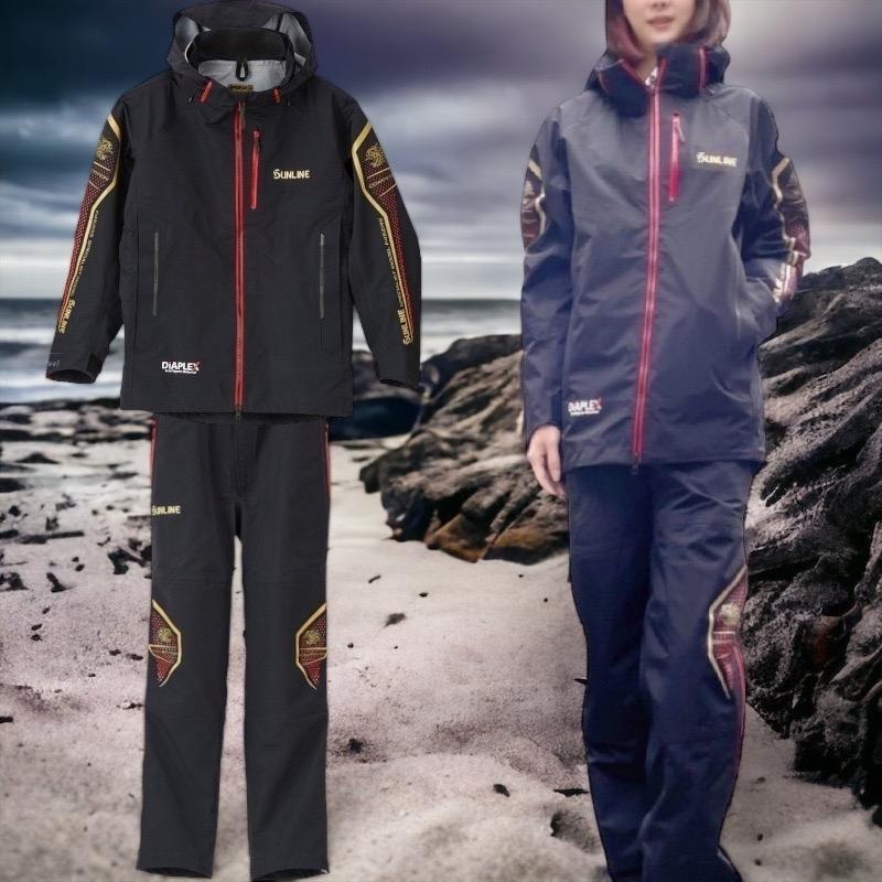 紅海釣具企業社《SUNLINE》22 SUW-22301 黑色頂級雨衣套裝 SUL-240 黑金色救生衣-細節圖3