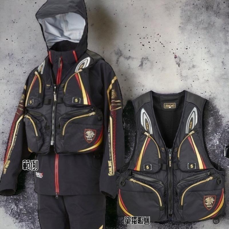 紅海釣具企業社《SUNLINE》22 SUW-22301 黑色頂級雨衣套裝 SUL-240 黑金色救生衣-細節圖5