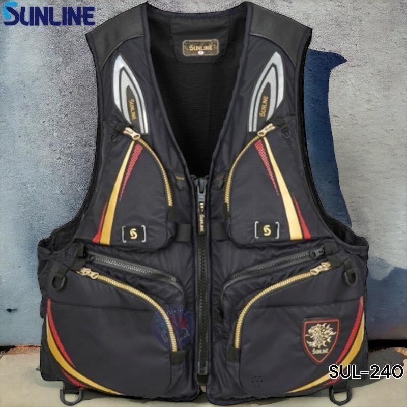 紅海釣具企業社《SUNLINE》22 SUW-22301 黑色頂級雨衣套裝 SUL-240 黑金色救生衣-細節圖9