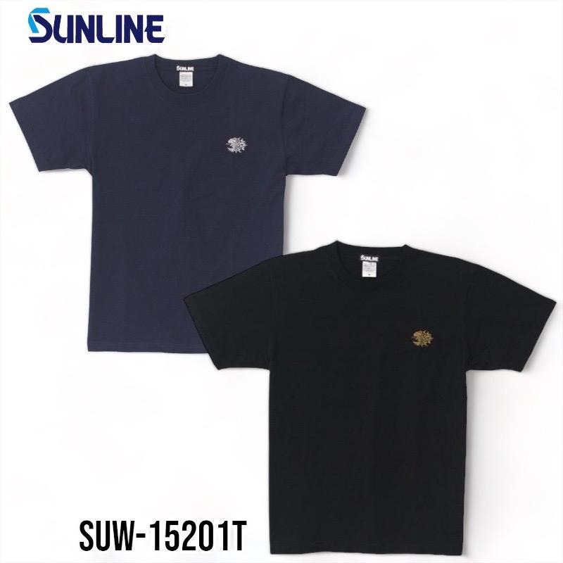 中壢鴻海釣具《SUNLINE》 SUW-15201T 獅子刺繡 黑色/藍色棉質短袖 T 卹-細節圖2