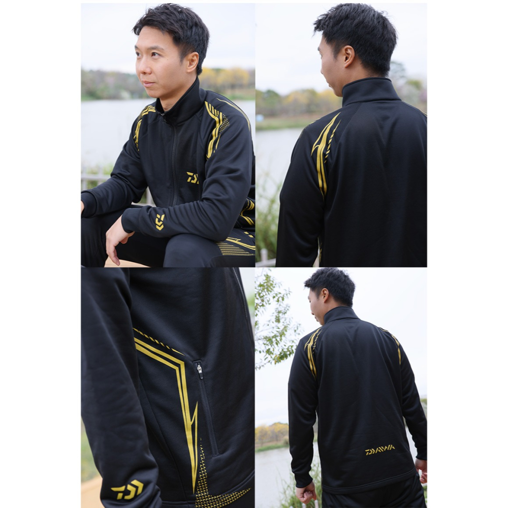 中壢紅海釣具【DAIWA】DE-5425CS DP-6125CS 黑色×金色針織休閒外套/長褲 休閒套裝-細節圖6