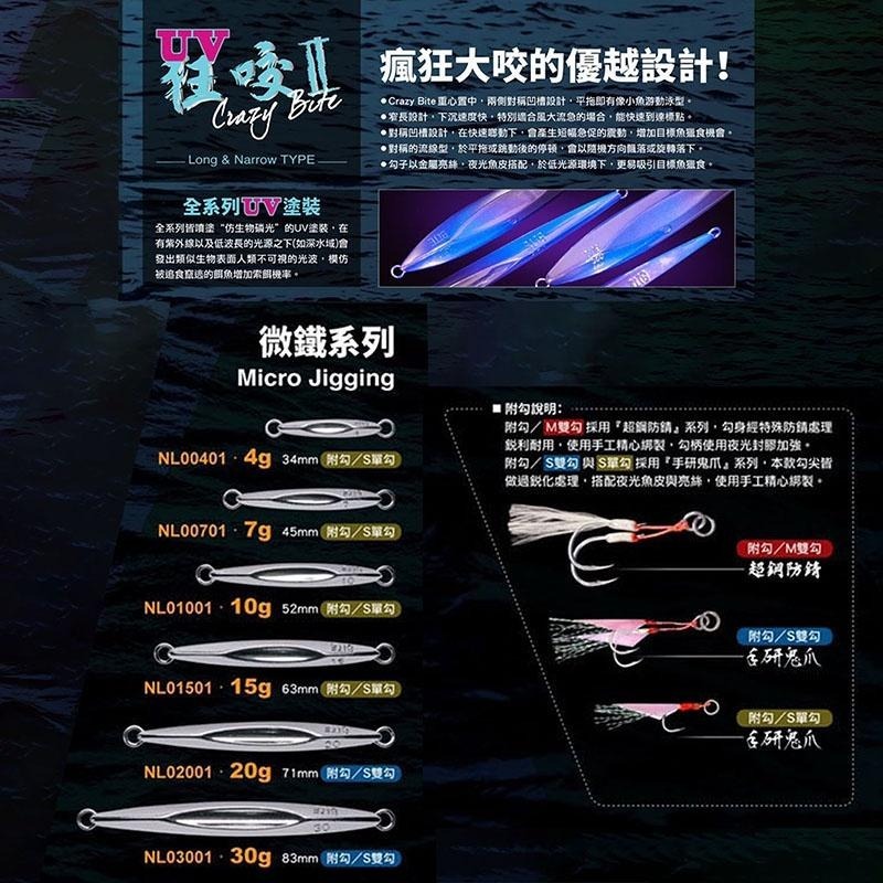 紅海釣具企業社《百川鐵板》黑木Crazy Bite NL(UV塗層)  附鐵板鉤 狂咬II 附鐵板鉤-細節圖4