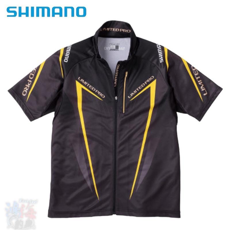 中壢鴻海釣具《SHIMANO》SH-012S LIMITED PRO 黑 / 黃色 短袖 釣魚衫-細節圖2
