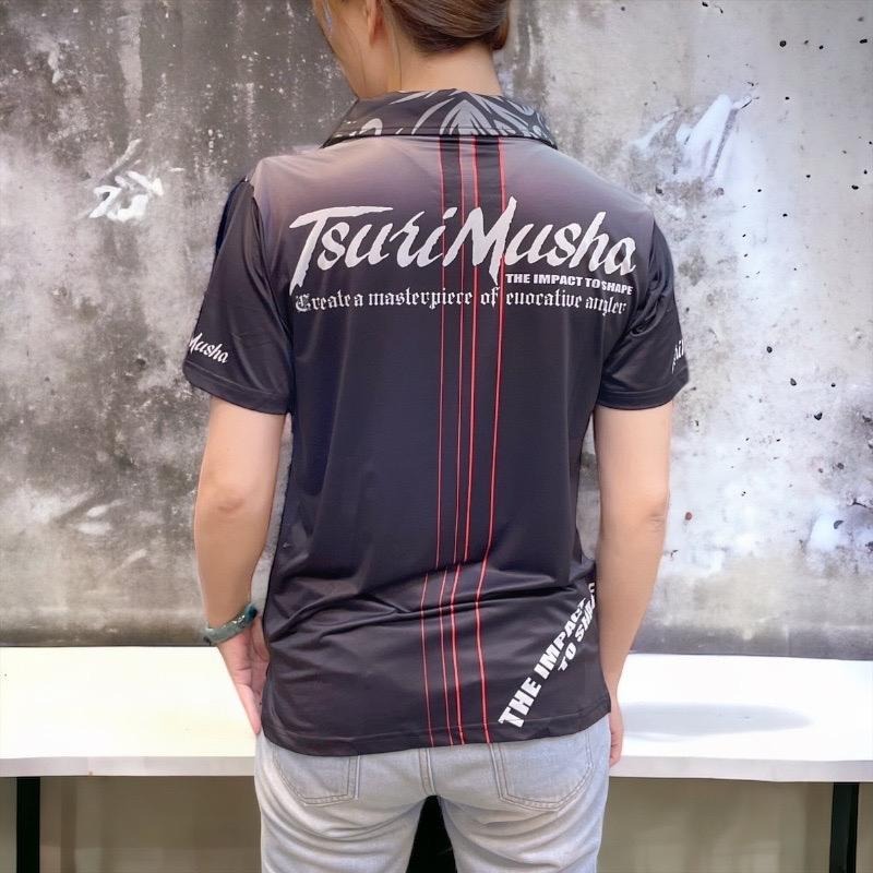 紅海釣具企業社《TSuriMusha》 釣武者 Impact Line 黑色Polo衫 冰絲涼感 連帽短袖衫-細節圖3