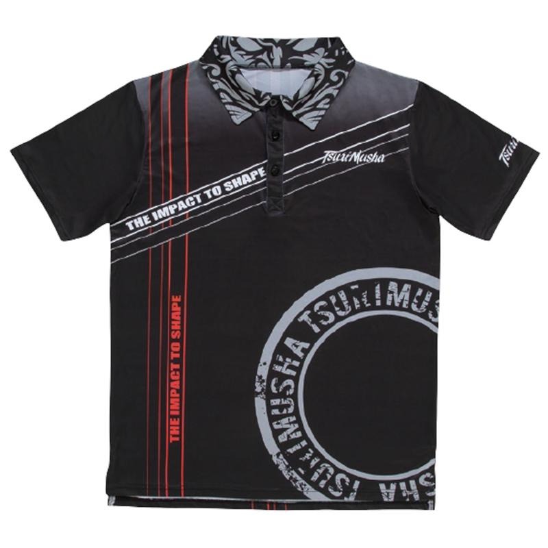 紅海釣具企業社《TSuriMusha》 釣武者 Impact Line 黑色Polo衫 冰絲涼感 連帽短袖衫-細節圖4