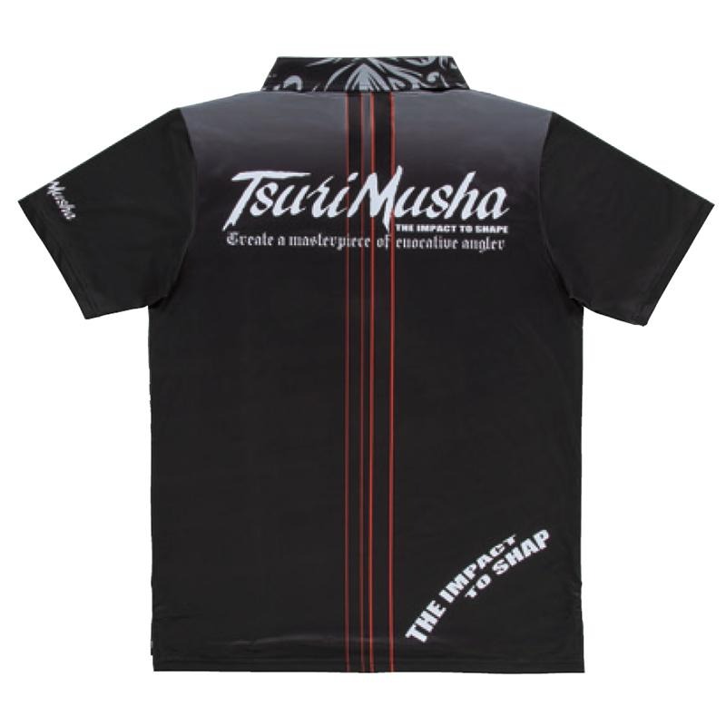 紅海釣具企業社《TSuriMusha》 釣武者 Impact Line 黑色Polo衫 冰絲涼感 連帽短袖衫-細節圖5
