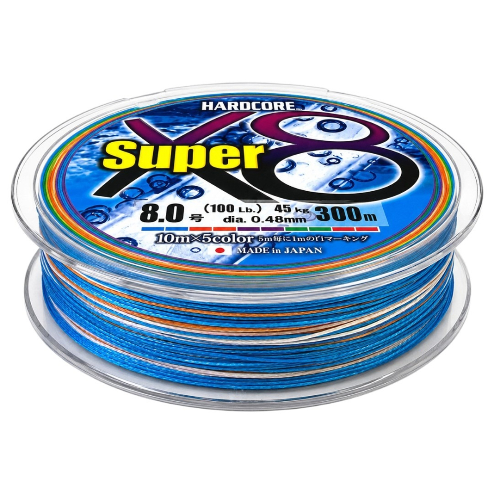 中壢紅海釣具【DUEL】HARDCORE Super X8 五色PE線 300M 撥水PE線 日本製 路亞線 船釣線-細節圖2