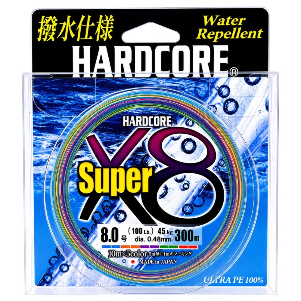 中壢紅海釣具【DUEL】HARDCORE Super X8 五色PE線 300M 撥水PE線 日本製 路亞線 船釣線-規格圖11