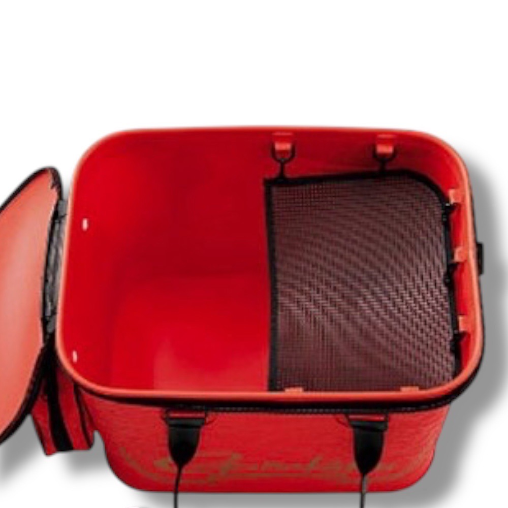 紅海釣具企業社【gamakatsu】GM-2516 紅色活魚桶#45CM  活餌袋 釣魚裝備-細節圖4