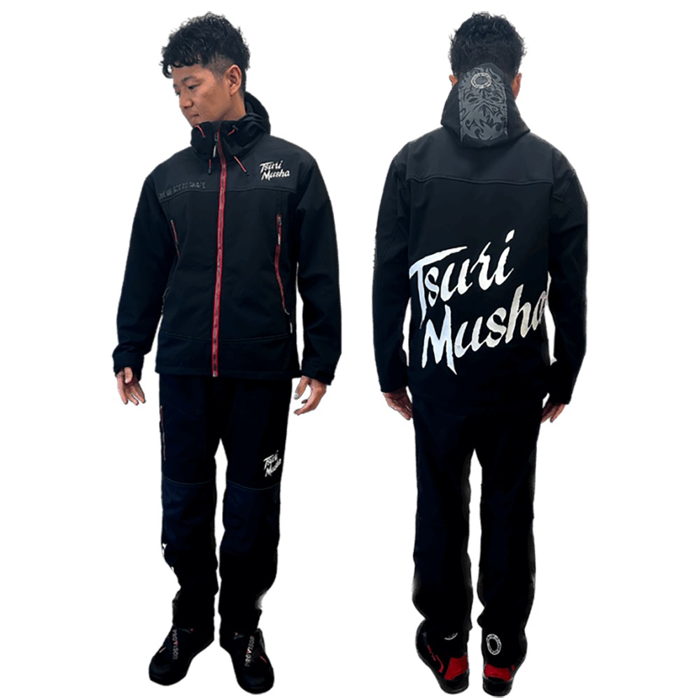 中壢紅海釣具【TSuriMusha】釣武者 TM Ver 3D彈力防風保暖黑色釣魚套裝-細節圖3