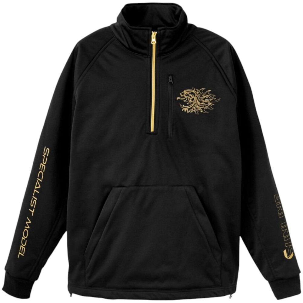 中壢紅海釣具【SUNLINE】 SUW-02502 黑色獅頭半拉鍊刷毛長袖上衣 (25年秋冬款)-細節圖2