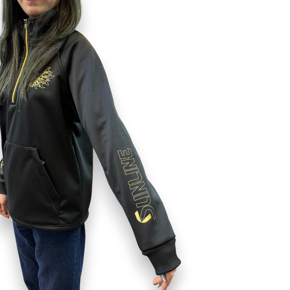 中壢紅海釣具【SUNLINE】 SUW-02502 黑色獅頭半拉鍊刷毛長袖上衣 (25年秋冬款)-細節圖6