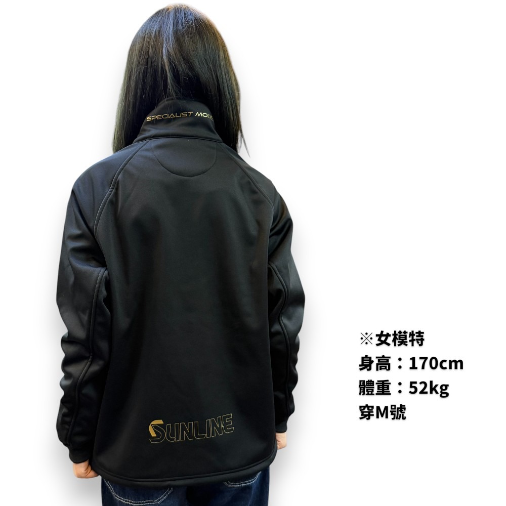 中壢紅海釣具【SUNLINE】 SUW-02502 黑色獅頭半拉鍊刷毛長袖上衣 (25年秋冬款)-細節圖7