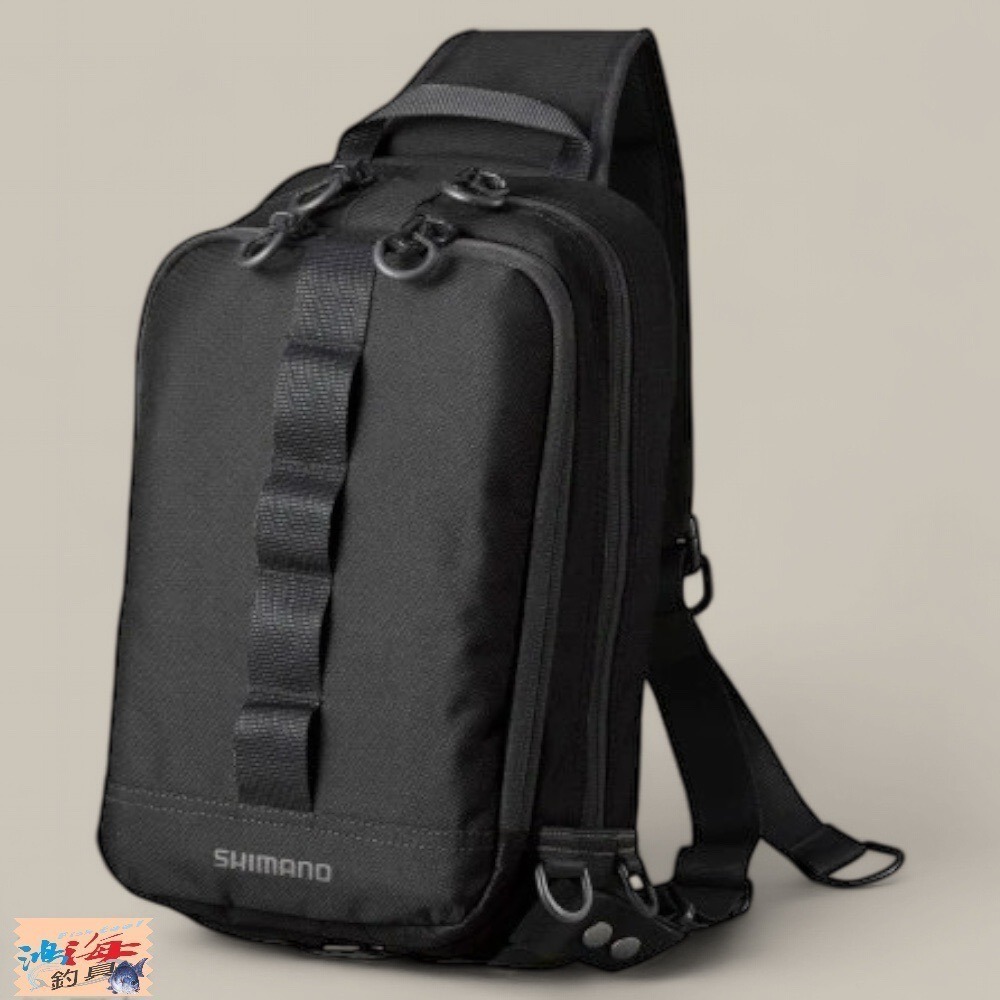 中壢鴻海釣具【SHIMANO】BS-025T 單肩斜背包 後背包 路亞包 肩背包 休閒背包 大容量收納 雙開設計 漁具包-細節圖2
