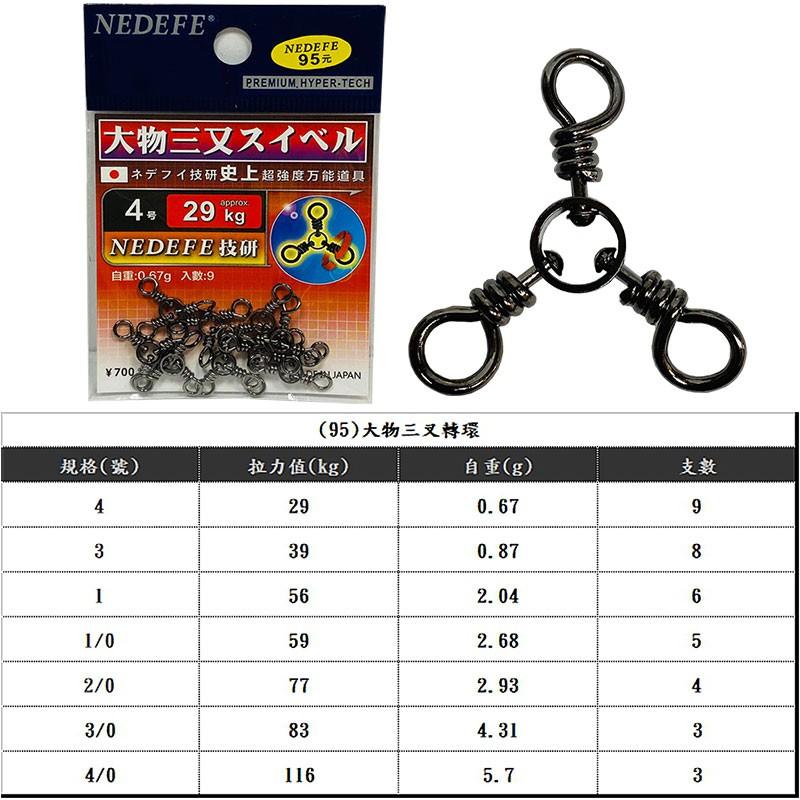 (鴻海釣具企業社 )《NEDEFE》大物三叉轉環 / 德用大物三叉轉環 日本製 釣魚轉圜 三叉轉圜-細節圖5