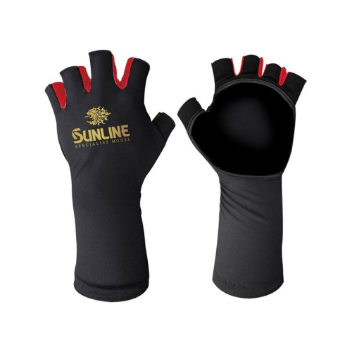 (鴻海釣具企業社)《SUNLINE》SUG-601 黑色手甲防曬袖套 手掌鏤空型手套
