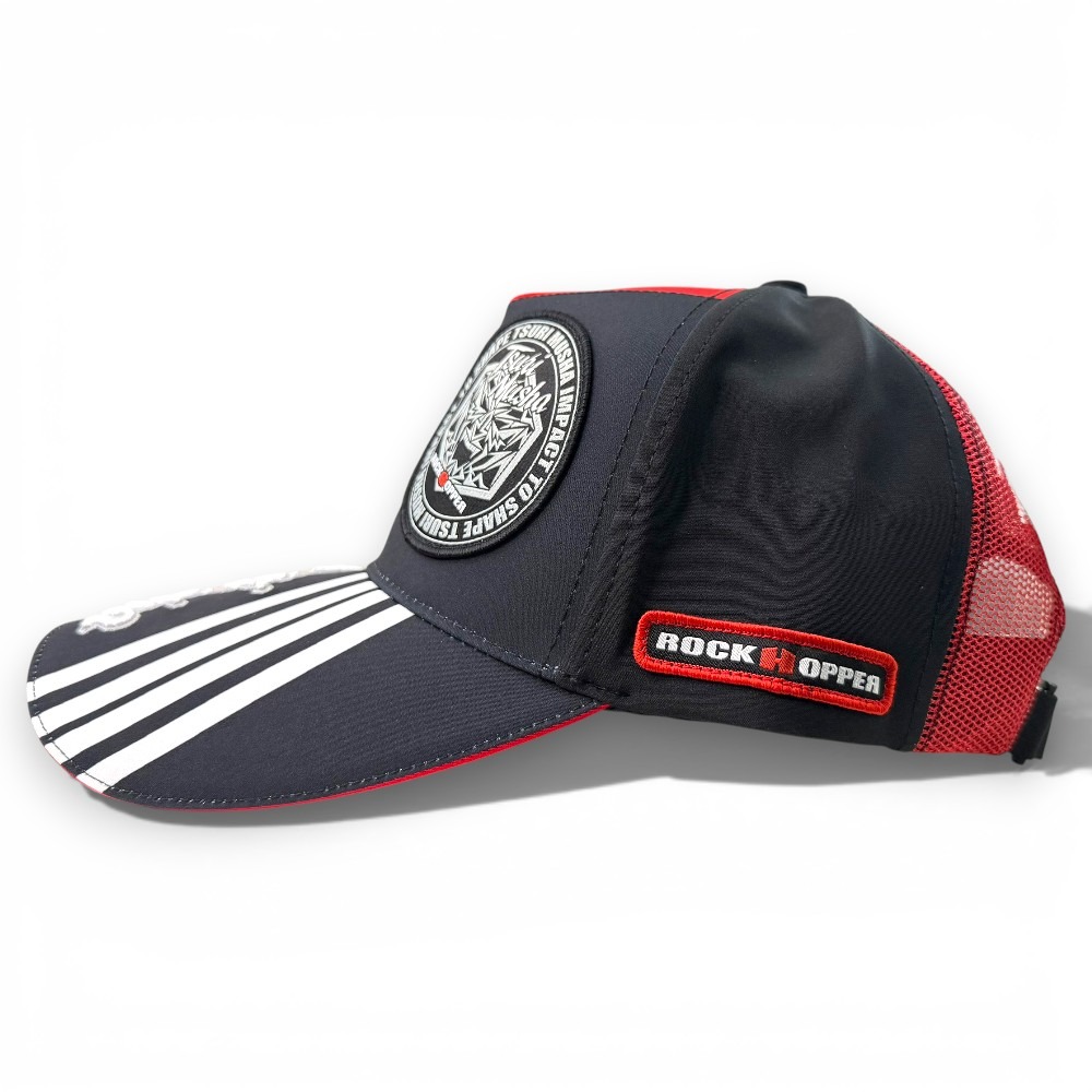 中壢紅海釣具【TSuriMusha】釣武者 C026 ワッペンキャッ黑色×紅色鬼頭釣魚帽 (25年款)-細節圖3