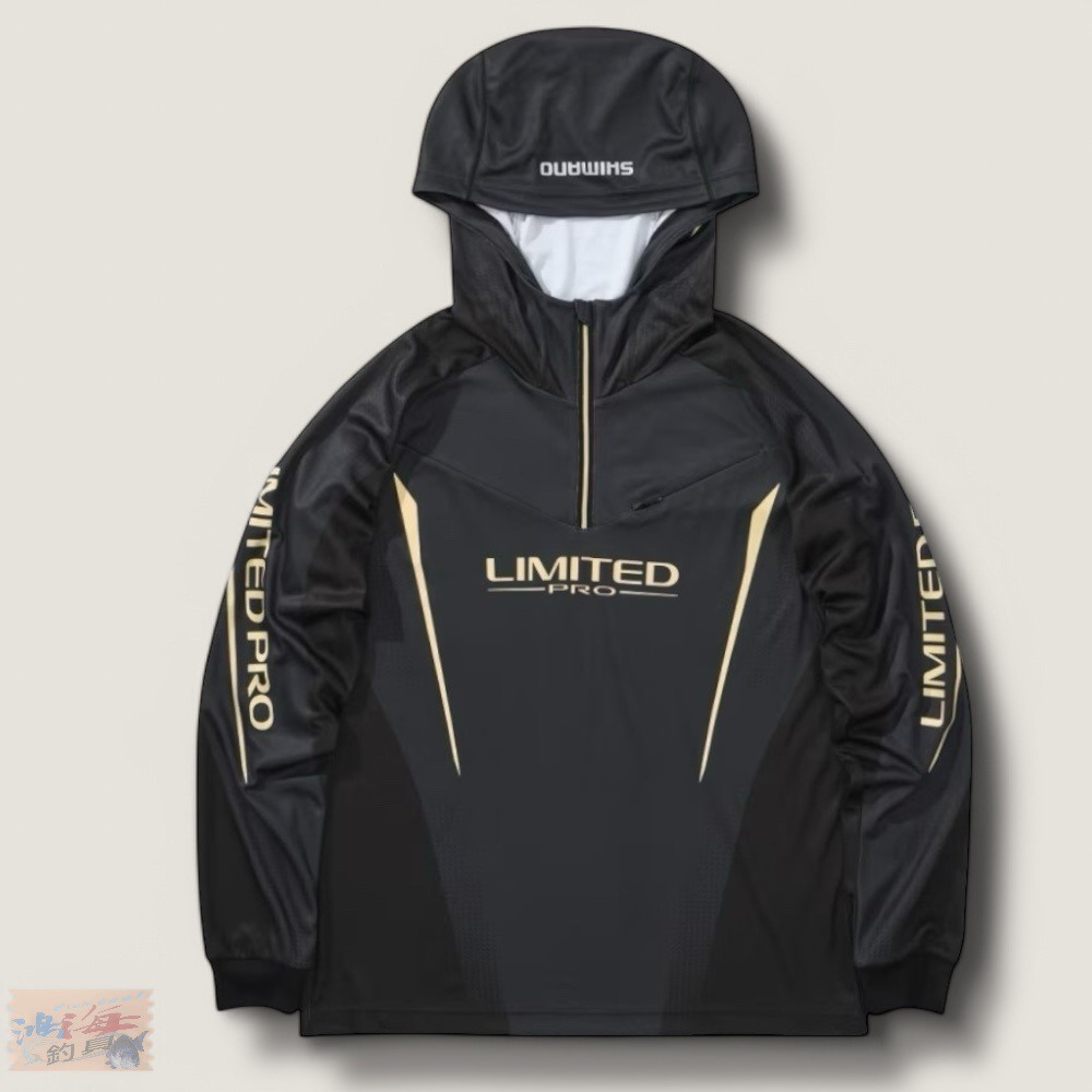 紅海釣具企業社【SHIMANO】 SH-124Y LIMITED RPO 黑色/白色連帽長袖釣魚衫(25年春夏款)-規格圖11