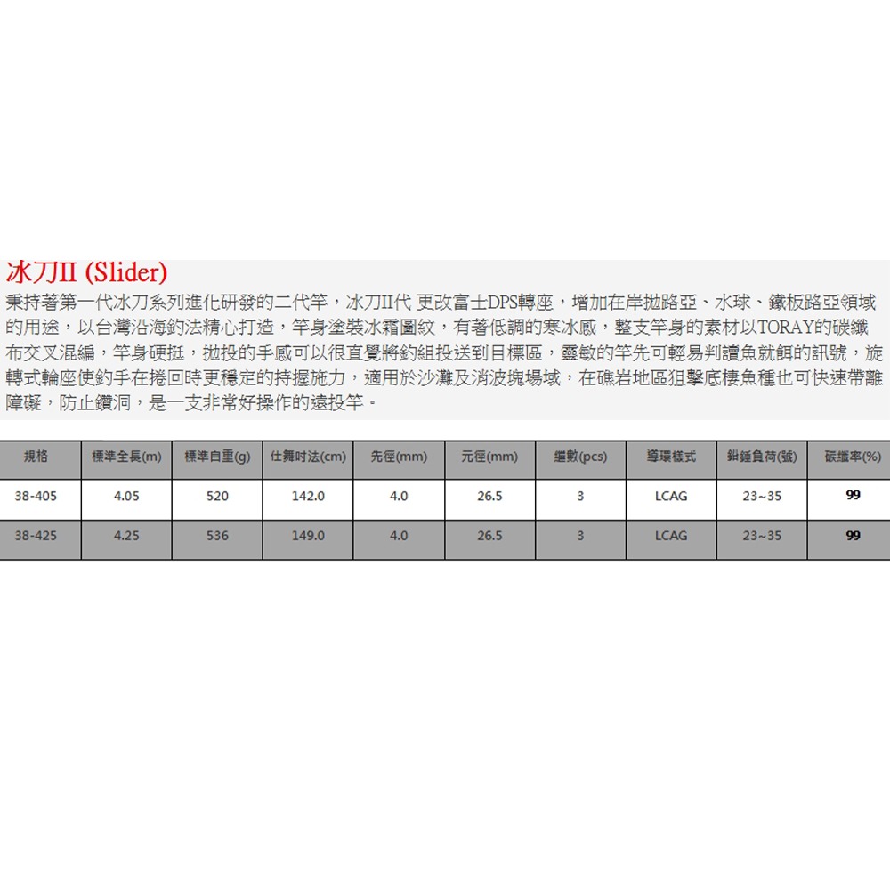 中壢鴻海釣具【上興】PROTAKO 冰刀II (CLAG) 38-405 38-425 並繼遠投竿  (24年款)-細節圖9
