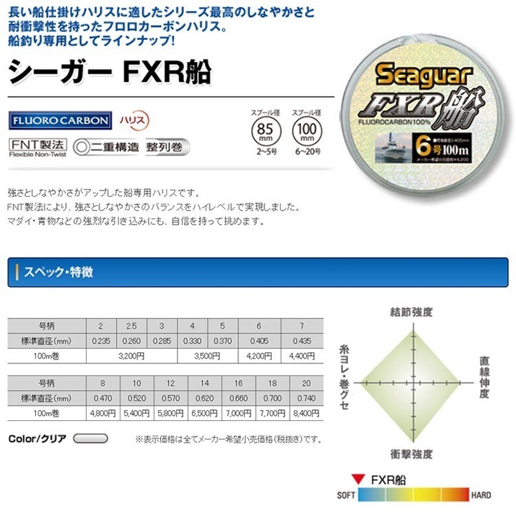 中壢鴻海釣具 【Seaguar】FXR船 100m 卡夢線  碳纖線 軟卡夢線 碳素子線 日本製 全號數齊全 日本島內線-細節圖9
