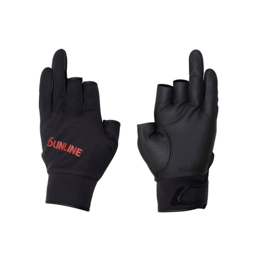 (鴻海釣具企業社)《SUNLINE》SUG-700 三指切黑紅手套 斷三指手套 磯釣手套 釣魚手套