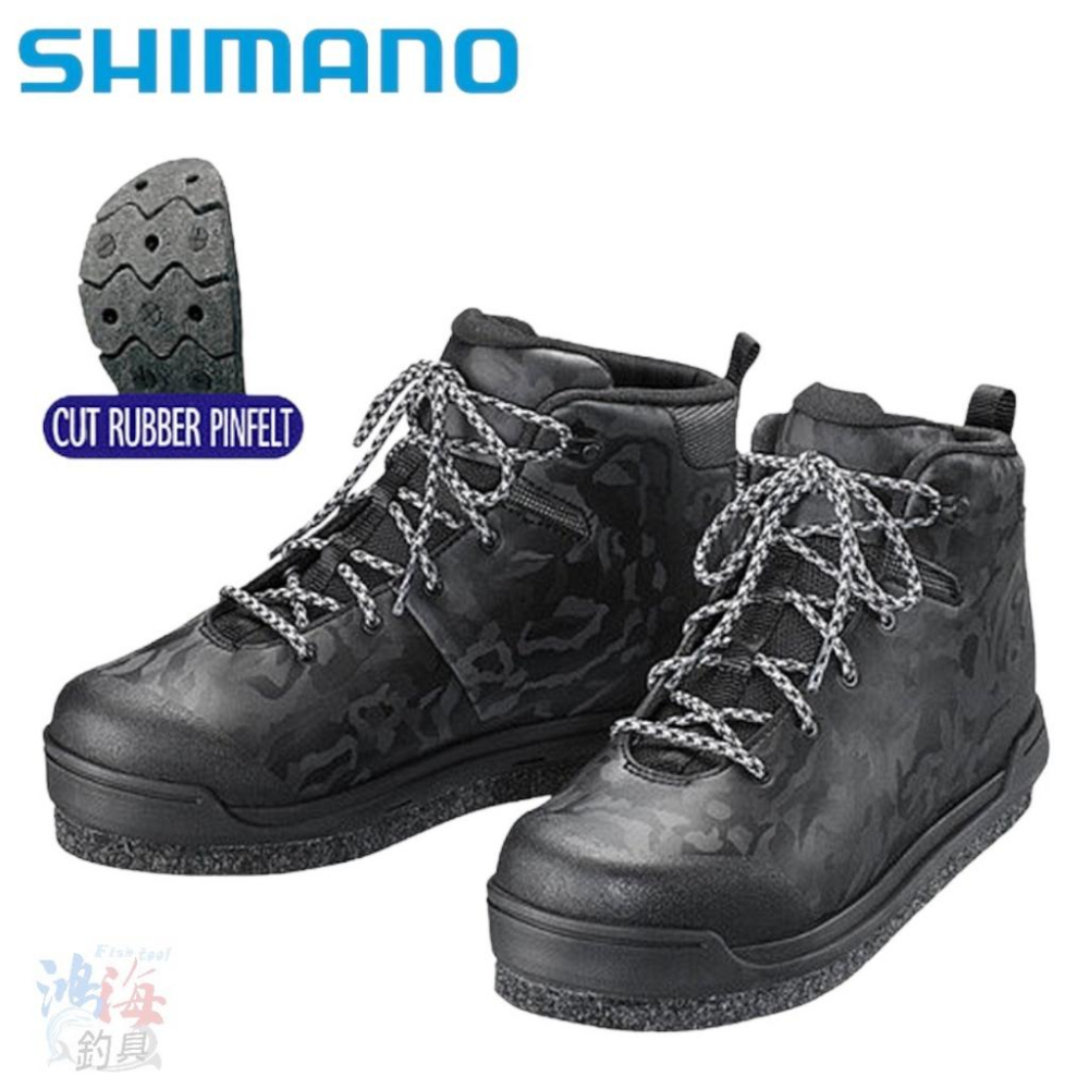 (鴻海釣具企業社)《SHIMANO》FS-080T 黑色短統防滑釘鞋 磯釣防滑鞋 可替換鞋底  20新款-細節圖2