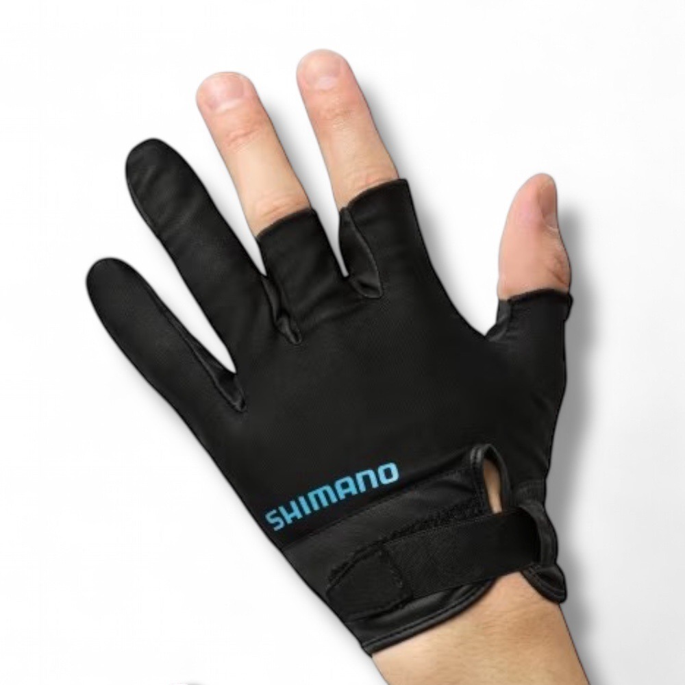 紅海釣具企業社【SHIMANO】 GL-008Y 黑色三指釣魚手套 (25年春夏款)-細節圖2