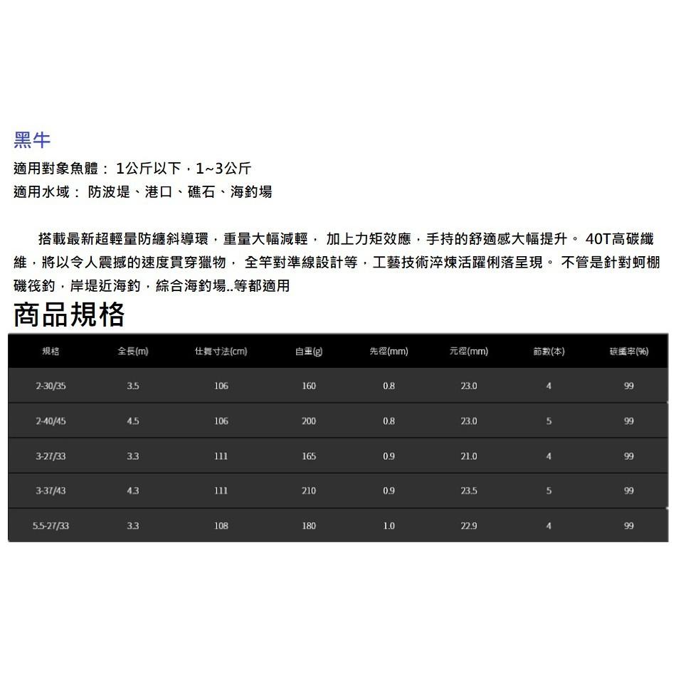 (紅海釣具企業社)《寸真》黑牛磯筏竿 筏磯竿 磯竿 磯釣 海釣場 堤防 魚竿 限宅配-細節圖2