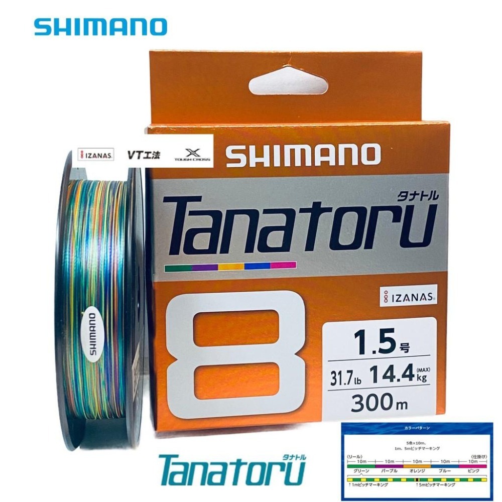 中壢紅海釣具【SHIMANO】PL-F78R TANATORU 橘包裝  8股編織 PE線 -300M 布線 編織線-細節圖2