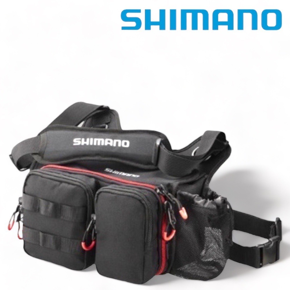 鴻海釣具企業社《SHIMANO》BS-032S 黑色木蝦包 木蝦收納包 肩背包 腰包-細節圖2