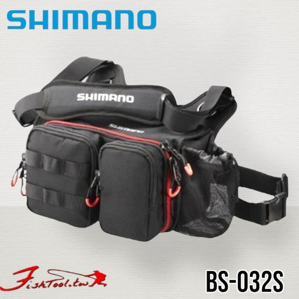 鴻海釣具企業社《SHIMANO》BS-032S 黑色木蝦包 木蝦收納包 肩背包 腰包-細節圖3