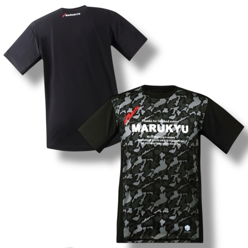 中壢鴻海釣具【MARUKYU】氷瀑TシャツMQ-01 黑迷彩短袖T卹抗UV涼感排汗衣 防曬 磯釣 特價出清-規格圖4