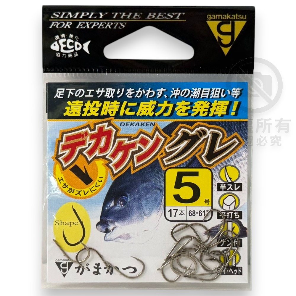 中壢紅海釣具【gamakatsu】デカケングレ 單背刺黑白毛磯釣鉤 魚鉤 海釣鉤-規格圖8
